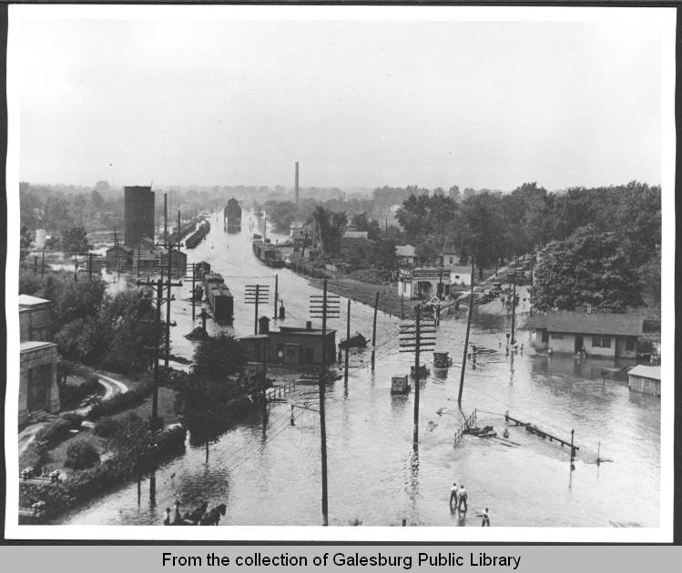 Cedar Fork Flood of 1924, Galesburg IL (Photo courtesy Galesburg Public Library)