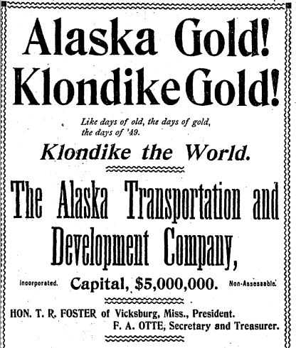 Klondike Gold - Display Ad - Chicago Tribune - August 21, 1897, p.5.