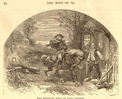 "The Midnight Ride of Paul Revere"  Illustration from THE BOYS OF '76, by Charles Carleton Coffin (1876)..