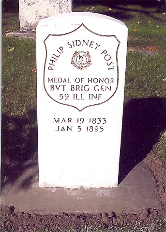 Philip Sidney Post Medal of Honor Grave Marker, Hope Cemetery, Galesburg, Illinois
