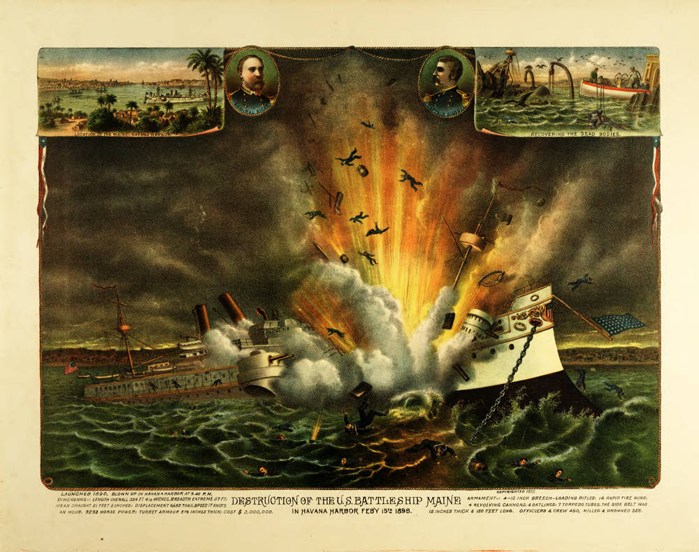 Destruction of the U.S. battleship Maine in Havana Harbor Feby 15th, 1898.