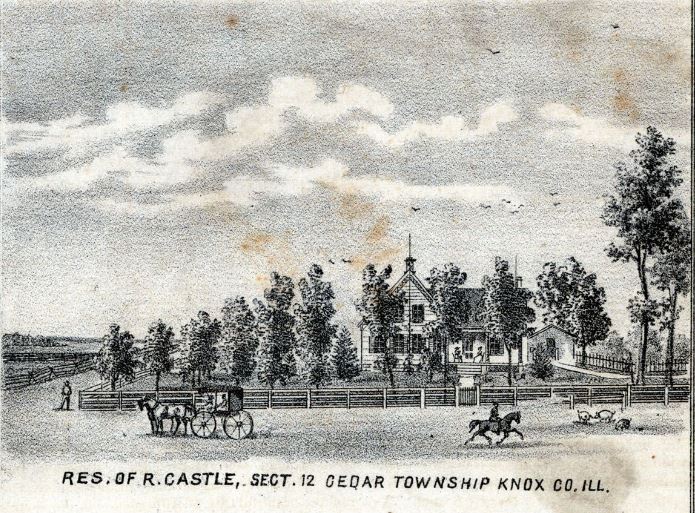 Residence of Reuben Castle, Sect 12, Cedar Township - Knox County Illinois Historical Atlas - 1870