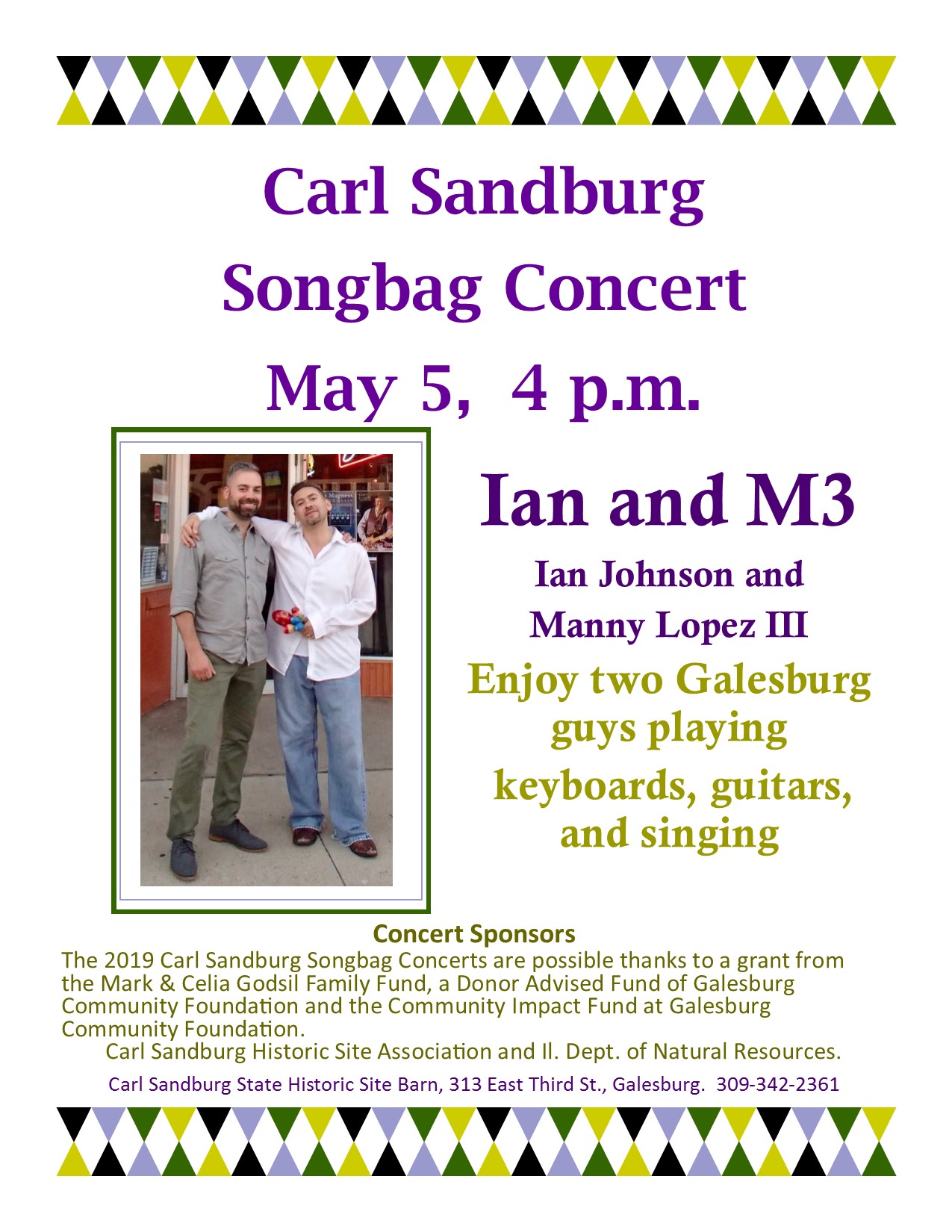 Sandburg Songbag - May 5, 2019 - 4-6pm / Ian Johnson & Manny Lopez III