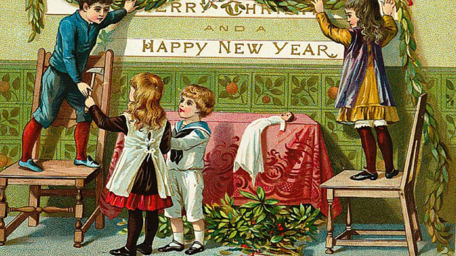 Vintage Merry Christmas & Happy New Year image.