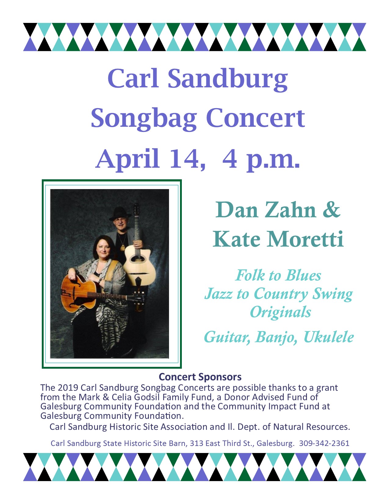 Dan Zahn & Kate Moretti - Sandburg Songbag Concert - April 14, 2019 - 4:00pm